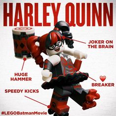 an advertisement for lego batman movie featuring harleyquinn