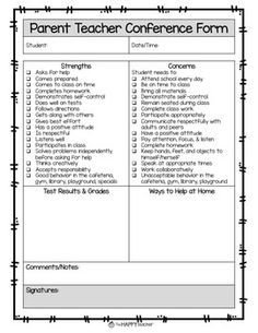 the parent teacher conference form is shown