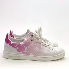 Elevate Your Sneaker Game With These Stylish And Authentic Louis Vuitton Frontrow Sneakers In A Beautiful Monogram Pink Color. Designed With A Low Top Shoe Shaft Style And Made For Women, These Sneakers Are Perfect For Athletic Activities Or Casual Wear. The Shoes Come In Size 7.5 Us And 37.5 Eu. The Sneakers Are Made Of High-Quality Materials And Bear The Iconic Louis Vuitton Brand. They Are Perfect For Fashion-Forward Women Who Appreciate A Blend Of Style, Comfort, And Durability. These Sneakers Are An Excellent Addition To Any Wardrobe And Are Guaranteed To Make Heads Turn. Authentic Louis Vuitton Frontrow Sneakers. Discontinued Style No Longer Available. Minor General Signs Of Wear Th Louis Vuitton Sneakers Women, Louis Vuitton Sneakers, Sneakers Pink, Sneaker Games, Louis Vuitton Shoes, Top Shoes, Authentic Louis Vuitton, Golden Goose Sneaker, Front Row