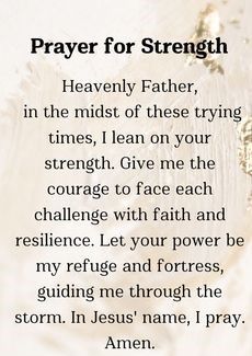 a prayer with the words, prayer for strength