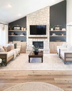 the living room is clean and ready for guests to use it as a focal point