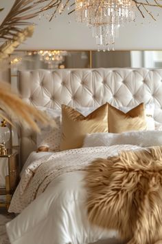 Glamorous Bedroom Decor with Velvet Bedroom Glam Ideas, Glam Luxury Bedroom, White And Gold Bedroom Ideas Master, Boho Glam Bedroom Ideas, Boho Glam Bedroom Decor, Old Hollywood Bedroom Ideas, Neutral Glam Bedroom, Glamorous Bedroom Ideas, Velvet Bedroom Ideas