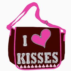 Chocoholics, Be Proud. This Hershey I "Heart" Kisses Messenger Bag With Yummy Graphics Comes With A Removable And Adjustable Shoulder Strap. A Velcro Front Closure, Two Front Inside Pockets, One Inside Zippered Pocket, And One Outer Velcro-Secured Pocket Provide Function To Go With The Style. Measuring 15 By 12 By 5-Inch When Fully Expanded, Each Polyester Bag Is Suitable For Holding Books, Toys And Much More. A Fun Way To Express Yourself - Buy One Today. Fun Pink Shoulder Bag As A Gift, Playful Pink Bag For Birthday, Emoji Backpack, Hersey Kisses, Kisses Candy, Kanken Mini, Sequin Backpack, Unicorn Backpack, Floral Backpack