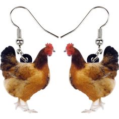 Pattern Is On Both Sides. Lightweight Acrylic Material. Perfect For Yourself Or A Gift. Please Note That Due To The Lighting The Color Might Vary. Nwot Chicken Earrings, Floral Chicken, High Heel Clogs, Chicken Hen, Funny Earrings, Different Birds, Cute Chickens, Unique Outfit, Party Funny