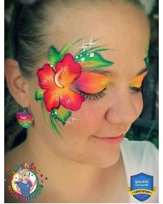 Hawaii Makeup, Christmas Face Painting, Tropical Theme Party, Painting Of Flowers, Frog Wallpaper, Face Painting Easy