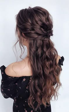 Down Hairstyles Braid, Bridal Hair Boho, Braid Half Up, Partial Updo, Wedding Hair Brunette, Braid Half Up Half Down, Hairstyle Bridal, Hairstyles Braid