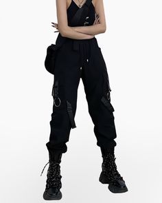 These techwear women's tactical cargo pants will surely upgrade your style. Match it with boots to make them even cooler. Techwear cargo pants: These techwear cargo pants are perfect to complete your techwear outfits. Inspirations: Techwear, cyberpunk, futuristic, ninja, military. Premium materials: Polyester, cotton and spandex. Comfy and durable. Women's techwear. Machine-washable: 86 °F / 30 °C Free worldwide shipping. Size(cm) Waist Hip Length S 60-70 86 89 M 60-76 90 90 L 60-80 94 91 XL 60- Cute Gothic Outfits, Futuristic Ninja, Women's Techwear, Techwear Cargo Pants, Womens Techwear, Techwear Men, Techwear Women, Techwear Cyberpunk, Techwear Streetwear