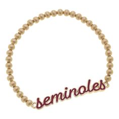 This Florida State Seminoles Enamel Script Ball Bead Stretch Bracelet is the perfect finishing piece for your game day getup. The intricate team logo ensures that your fandom stands out in a chic way and the comfortable design makes this stretch bracelet a cute and easy-to-wear accessory. Upgrade your look for the next Florida State Seminoles game with this Enamel Script Ball Bead Stretch Bracelet. Ohio State Ankle Bracelet, Upgrade Your Look, Florida State Seminoles, Comfortable Design, Florida State, Beaded Stretch Bracelet, Stretch Bracelet, Stretch Bracelets, Game Day