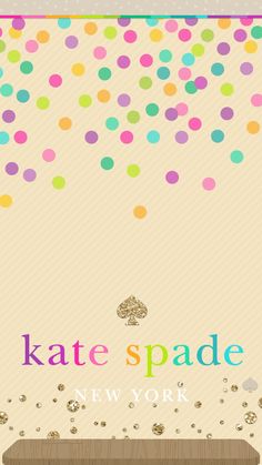 the kate spade new york logo is shown in front of a background with confetti