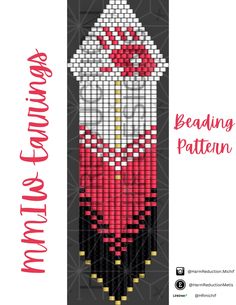 a cross stitch bookmark with the words reading pattern written in red, white and black