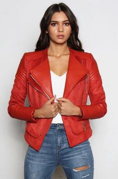 This season's must have, the Bessy Biker Jacket in Rust has some serious blogger love. It is fully lined and features vegan leather and suede quilted details. It has silver zipper hardware and is lined to keep you warm. *Model is 5'8" and wears a size 4/SMALL *Runs true to size *Fabric: Cotton, polyester, PU *Designed in Australia FREE SHIPPING USA WIDE Suede Jacket Outfit, Red Suede Jacket, African Suit, Overalls Denim, Buy Clothes Online, Moto Biker Jacket, Biker Jackets, Deep Winter, White Long Sleeve Dress