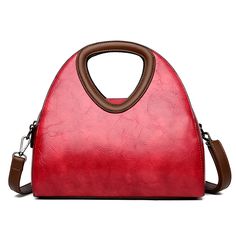 Color: Red Retro Crossbody Shoulder Bag For Errands, Retro Shoulder Bag With Detachable Handle For Errands, Trendy Red Bag With Large Capacity, Trendy Large Capacity Red Bag, Retro Crossbody Satchel For Errands, Trendy Red Shoulder Bag With Large Capacity, Burgundy Shoulder Bag With Large Capacity And Double Handle, Trendy Burgundy Shoulder Bag With Large Capacity, Burgundy Handheld Bag With Large Capacity