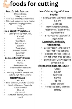 When cutting, the goal is to reduce body fat while preserving lean muscle mass. Here are some foods that can help support your cutting #FitnessMotivation #Healthyliving #WorkoutWednesday #FitLife #ExerciseIsMedicine #WellnessWarrior #HealthyChoices #ActiveLifestyle #BodyPositive #FitFam #GetFit #FitnessGoals #NutritionMatters #StrongNotSkinny #GymLife #CleanEating #WeightLossJourney #CardioWorkout #MindBodySoul #FitnessFriday Meals To Tone Up, Lean Body Food Plan, Lean Body Meal Plan, Food For Lean Muscle For Women, Tone Body Meal Plan, Lean Meals Muscle Building, Foods To Lean Out, Food For Lean Muscle, Lean Meal Ideas