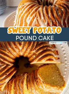 sweet potato pound cake on a white plate