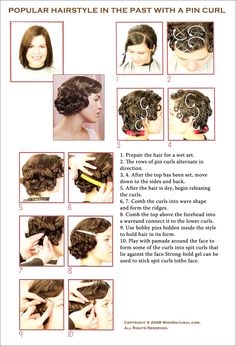 Pin Curls Long Hair, Pin Curl, Flapper Hair, Vintage Hairstyle, 1920s Hair, Shaved Side Hairstyles, Curls For Long Hair