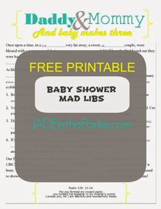 baby shower mad libs for free printable from daddy & mommy adcentary