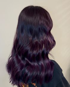 #purple #hair #haircolor #haircare Purple Hair Gloss, Dark Hair Purple Tint, Black Violet Hair, Dark Purple Hair With Brown, Deep Purple Hair Color, Dark Brown Purple Hair, Plum Black Hair, Purple Tinted Hair, Brown Purple Hair