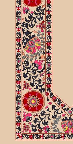 Suzani Pattern Design, Suzani Pattern Prints, Persian Border Design, Paisley Border Design, Persian Embroidery, Persian Art Painting