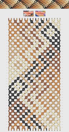 a cross stitch pattern in brown, black and white with an orange stripe on the bottom