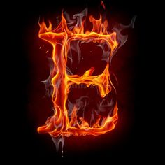 the letter b is made up of fire