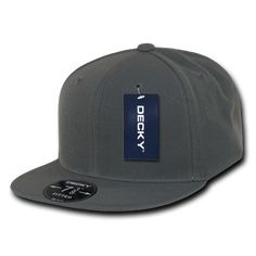 a grey hat with a blue patch on the front and white lettering that says derby