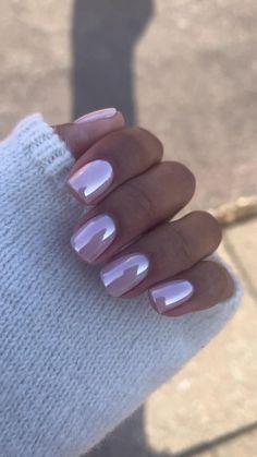 Short Biab Nails Chrome, Biab Chrome Nails, Bubblebath Nails Chrome, Nail Ideas Biab, Cute Nail Ideas Square, Chrome Biab Nails, Neutral Nails With Chrome, Non Acrylic Nail Ideas, Biab Inspo Nails