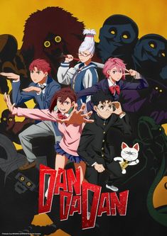 an anime movie poster with many characters