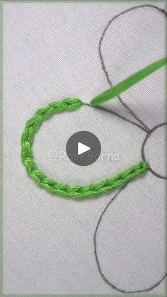 the video is showing how to make an easy crochet bracelet with green thread