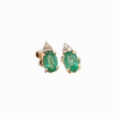 This timeless pair of stud earrings feature stunning emerald gemstones with a trio of natural earth mined diamonds. It is a classic design that is versatile and good for any occasion. These earrings can also be a beautiful May birthstone gift for your loved ones! These earrings are made with solid 14k Gold and natural earth mined SI / G-H Diamonds. Emerald Stud Earrings, Emerald Earrings Studs, Jewelry Appraisal, Solitaire Studs, May Birthstone, Birthstone Gifts, Natural Earth, Custom Jewelry Design, Emerald Gemstone