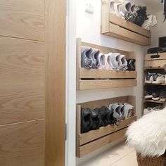 there are many pairs of shoes in the closet