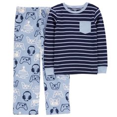 Carter’s Boys Video Games Striped Shirt And Fleece Pants Pajamas Dark Blue And Light Blue Striped Long Sleeve Shirt With Light Blue Trim On Collar, Chest Pocket, And Cuffs, Matching Light Blue Fleece Pants Featuring All Over Video Game Controllers And Headphones Print In Dark Blue And White New With Tags Carter’s Sizes Available: 5, 6, 7, 8, 10, 14 Colors: Light Blue, Dark Blue, White Top: 100% Cotton Pants: 100% Polyester New To Poshmark? Use Code Rvalm When You Sign Up And Get $10 Off Your Fir Cruz Outfits, Harry Styles Icons, Kids Cookies, Fleece Pjs, Carters Size Chart, Cotton Pjs, Carter Kids, Kids Pjs, Flannel Pants