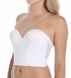 Invisible Plunge Longline Bra Sweetheart Neckline Corset With Built-in Bra, Elegant Push-up Corset With Built-in Bra, Elegant Bra With Sweetheart Neckline And Boned Bodice, White Underbust Bodice With Built-in Bra, White Shaping Bra With Removable Pads, Shaping White Bra With Removable Pads, Strapless Shapewear With Built-in Bra, Underwire Bodice With Built-in Bra, Fitted Underwire Bodice With Built-in Bra