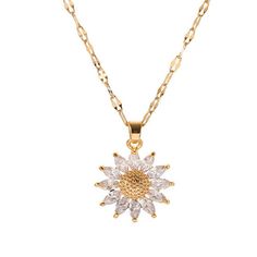 delicated, sparkling, sunflower, clavicle chain Stone Cuts, Metal Necklaces, Chain Lengths, Stone Color, Sunflower, Gold Necklace, Sparkle, Gems, Pendant Necklace