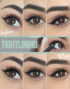 Tightlining helps your eye makeup look more polished and lashes look thickerHere are my top tips and best drugstore eyeliners for the job. Tightlining Eyeliner, Best Eyeliner For Tightlining, Best White Eyeliner, Cute Eyeshadow Looks, White Eyeshadow, White Eyeliner