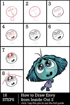 how to draw an animated character from inside out? step by step instructions for kids