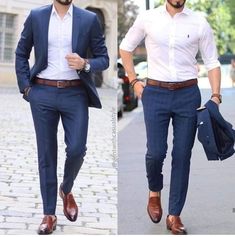 Marriage Outfits Men Casual, Blue Blazer Outfit Men Formal, Blue Dress Pants Outfit Men, Marriage Suits For Men, Mens Outfits Business Casual, Smart Casual Outfits Men, White Shirt Combination, Men Business Casual Outfits