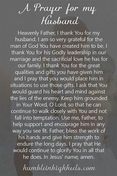 a prayer for my husband with an image of a child and the words above it