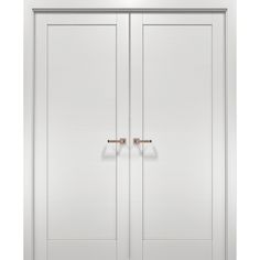 two white doors with handles on each side