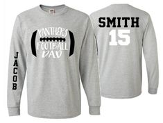 Football Dad Shirt | Long Sleeve T-shirt or Long Sleeve | Football Spirit Wear | Customize your team & colors PLEASE READ BEFORE ORDERING WE CANNOT RUSH ORDERS OR CREATE NEW DESIGNS DURING PEAK SEASON AUG - MAY. IF YOU NEED TO CANCEL PLEASE DO SO WITHIN 24HRS Please read full description before ordering we cannot be responsible for mistakes made by not reading the full description. ORDERING INSTRUCTIONS: 1. Select your Garment Size/Color Each size must be selected separately. Please do NOT l Football Dad Shirts, Glitter Football Shirts, Sport Crafts, Football Eagles, Sports Ideas, Football Spirit, Wildcats Football, Senior Football, Baseball Tee Shirts