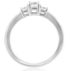 three stone diamond ring in white gold