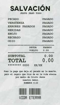 a receipt with the words salvaccion on it