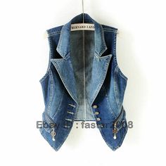 Women Suit Collar Sleeveless Denim Short Vest   Color:Blue Material: Denim Size: M-3XL Condition: New with top quality Specifications: Women Size (Clothes) height(CM) Weight(KG) Asian S=US XXS 150-155 45-50 Asian M=US XS 155-160 50-55 Asian L=US S 160-165 55-60 Asian XL=US M 165-170 60-65 Asian 2XL=US L 170-175 65-70       Men Size (Clothes) height(CM) Weight(KG) Asian S=US XXS 165 <50 Asian M=US XS 170 <60 Asian L=US S 175 60-70 Asian XL=US M 180 70-80 Asian 2XL=US L 185 80-90 Asian 3XL=US XL 1 Denim Gilet, Korean Fashion Shorts, Denim Waistcoat, Waistcoat Woman, Denim Vests, Vintage Suits, Jean Vest, Cropped Vest, Autumn Clothes