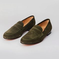 Create A Distinct Look With Our - Olive Suede Loafer That Exudes A Sense Of Richness Layered With Symmetry Of Design And Superior Quality Leather. Features & Materials - Full Foam Foot-Bed - Stacked Leather Heel - Argentinian Leather Sole - Full Leather Lining - Full Grain Calfskin Leather - Made With Blake Stitched Method - Handcrafted Be Artisans In India Uk Size 6, Us Size 7 Green Formal Slip-ons With Round Toe, Green Slip-on Moccasins For Business, Classic Green Moccasins For Formal Occasions, Formal Green Moccasins With Rubber Sole, Classic Green Moccasins With Leather Sole, Green Slip-on Closed Toe Loafers, Green Slip-on Loafers, Green Round Toe Formal Slip-ons, Green Slip-on Moccasins For Formal Occasions