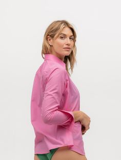 HOT PINK SOLID Our menswear inspired Weekend Shirt in a vibrant hot pink cotton voile. Pink Long Sleeve Shirt For Summer, Pink Long Sleeve Cotton Blouse, Pink Relaxed Fit Cotton Blouse, Pink Summer Workwear Shirt, Pink Relaxed Fit Shirt For Spring, Pink Shirt For Workwear In Summer, Chic Pink Spring Shirt, Chic Pink Cotton Shirt, Chic Pink Long Sleeve Shirt