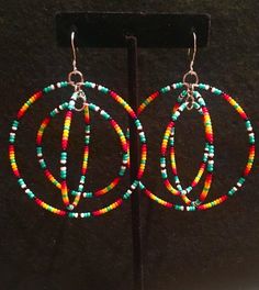 Triple Hoop Earrings The Hoop Dancer | Etsy Native American Beadwork Patterns, Native Beading Patterns, Triple Hoop Earrings, Beads Craft Jewelry, Beaded Earrings Tutorials, Beaded Earrings Diy, Native American Earrings, Beaded Earrings Patterns, Earrings Inspiration