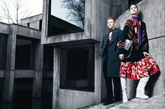 http://www.prada.com/de/collections/advertising-campaign/archive/woman-fw-2014.html?adv=adv-content0 Mica Arganaraz, Vogue Portugal, Fall 2014 Fashion, Geometric Architecture, Campaign Fashion, Steven Meisel, Best Ads, Prada Men, Brutalism