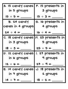 the four groups of candy canes are shown in this worksheet