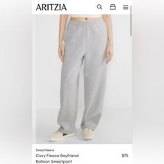 These Are High-Rise Sweatpants With A Barrel Leg And Inseam Pockets. They’re Made With Aritzia’s Cozy Fleece Premium Midweight Fleece Famous For Its Soft-Brushed Back, Sueded Face And Cloud-Nine Plush Feel. The Best Kind Of Cozy. Aritzia Sweatpants, Aritzia Pants, Track Pants, Pant Jumpsuit, Barrel, High Rise, Sweatpants, Balloons, Pants For Women