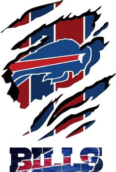 the buffalo bills logo is shown in red, white and blue