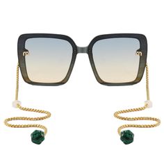 Loom&Pearl Armless Chain Temple Sunglasses Sit On My Face Shades + Chain Me In Gold Chains - What A Charm With Non-Slip Holds On Ears Festival Sunglasses, Pearl Accessories, Eyewear Fashion, Modern Fashion, Aviator Sunglasses, Crystal Pendant, Fashion Sunglasses, Gold Chains, Sunglasses Accessories